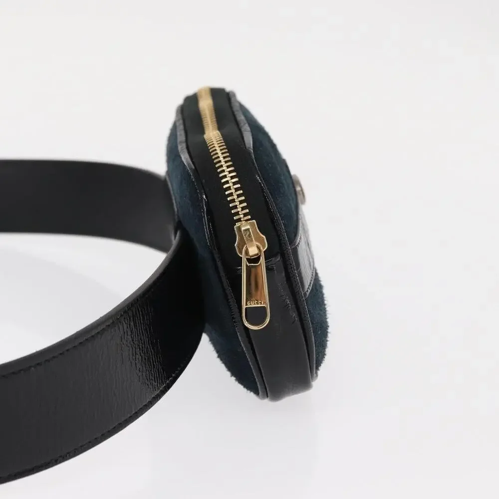 Gucci Suede Web Enamel Waist Bag Navy